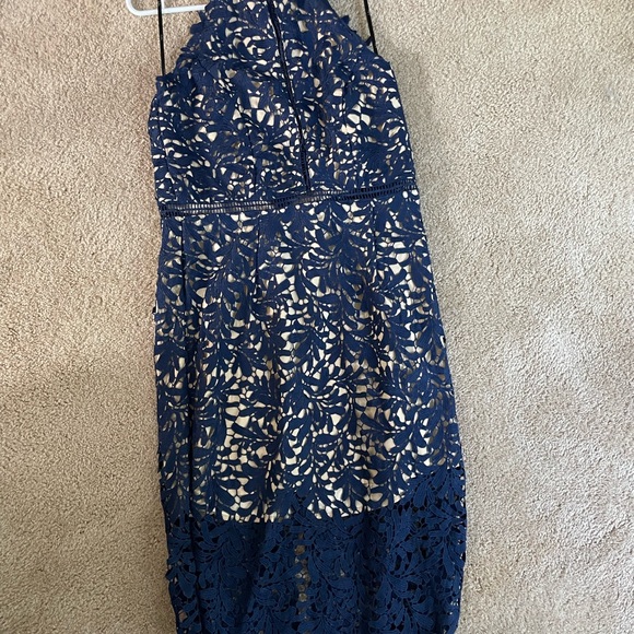 Lulus Divine Destiny Navy Blue Lace Midi Dress - Picture 4 of 8